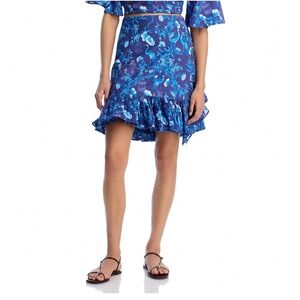 Coniglio Palm Beach Mini Ruffle Power Pareo Skirt Cranes Indigo Floral XS/Small